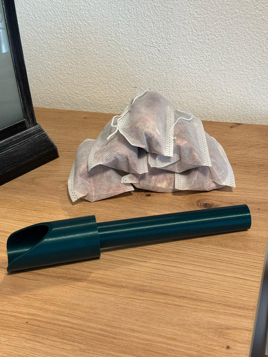 Anzünder Komplettsett - Schaufel + Sägemehl + 50 Teebeutel